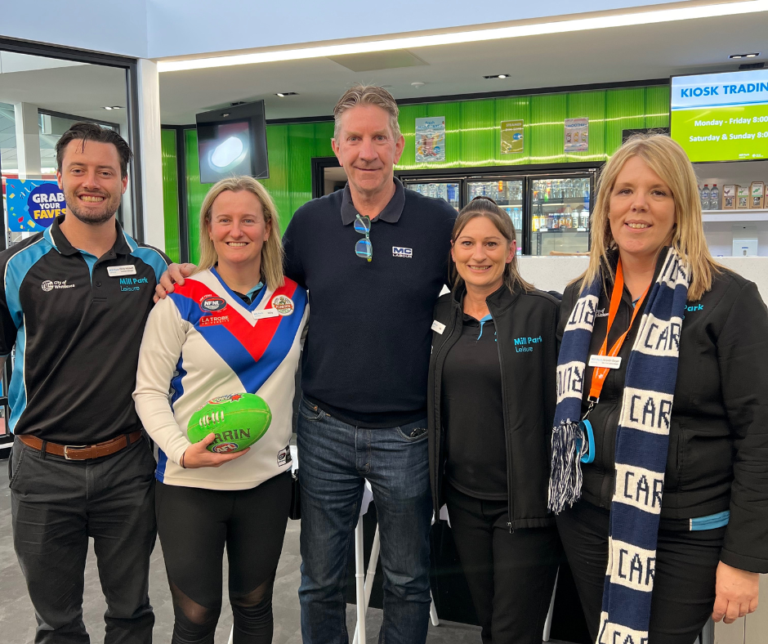 Footy legend joins AFL-themed morning tea at Mill Park Leisure